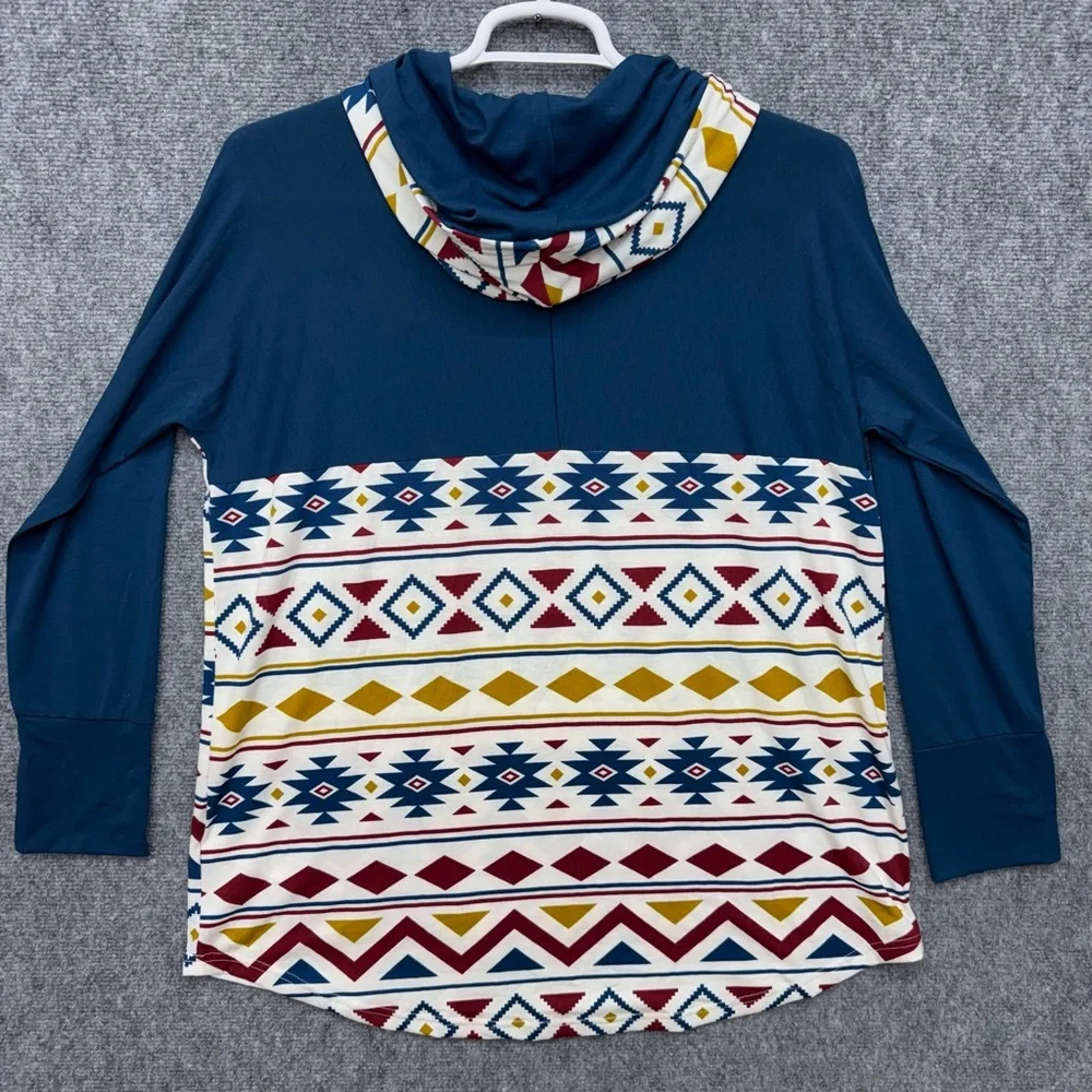 Lularoe Amber hooded shirt‎ top women's size XL aztec mid western design - Picture 2 of 14